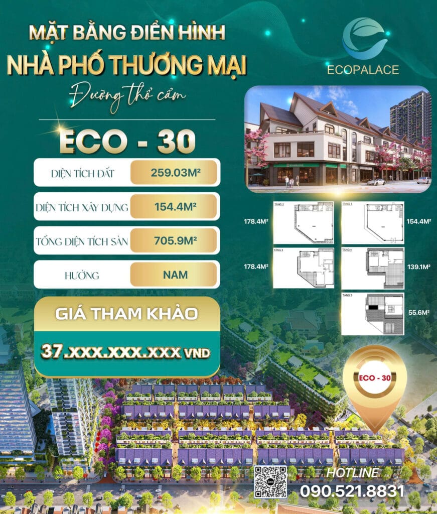ECO-30 Shophouse Thổ Cẩm góc 3 mặt thoáng + mặt trong Y Ngông + diện tích lớn nhất dãy - 259.03m² 3