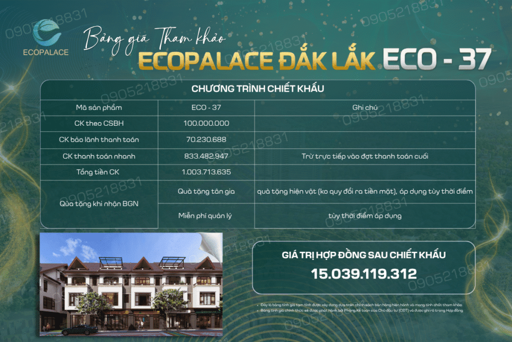 ECO-37 - shophouse trung tâm Buôn Ma Thuột, giá 15,0xx tỷ chỉ ưu đãi trong tháng 12 6
