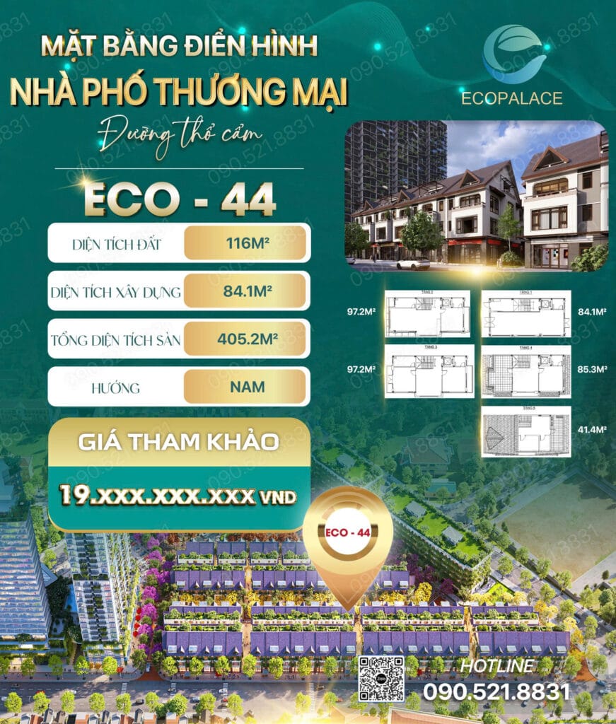 ECO-44 Shophouse khe thoáng Thổ Cẩm