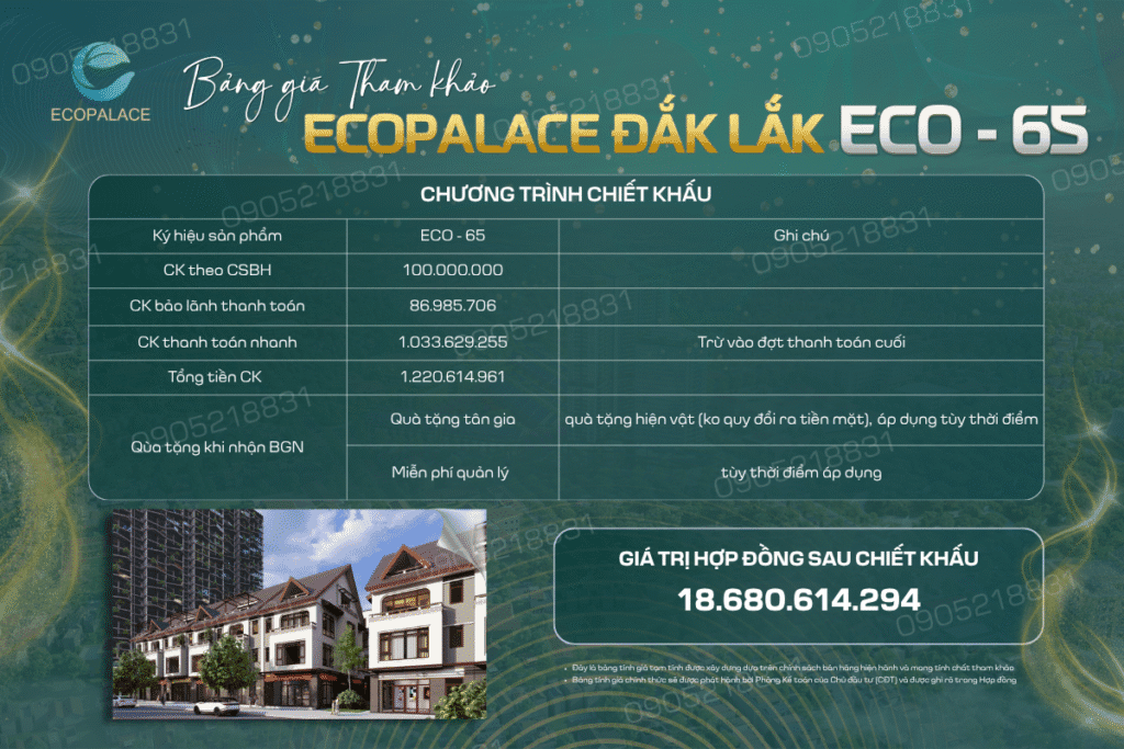 Bảng giá tham khảo ECO-65