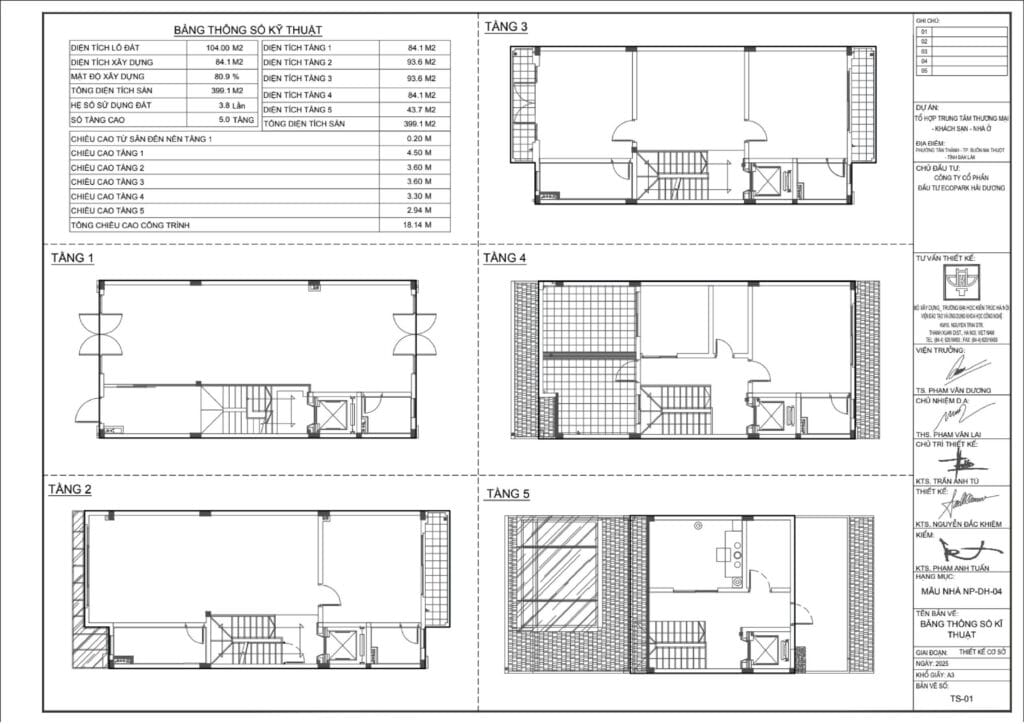 Bảng thông số kỹ thuật shophouse ECO-51
