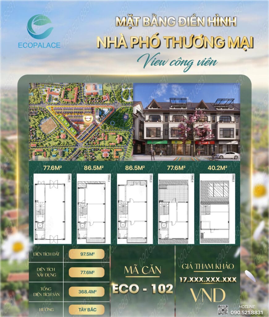 ECO-102 nhà phố view công viên