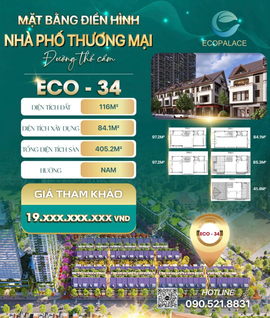 ECO-34 căn khe thoáng Shophouse Thổ Cẩm