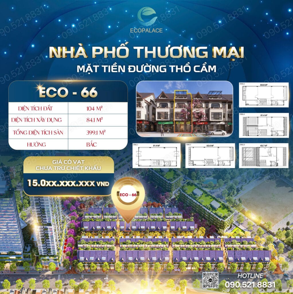 Mặt bằng căn áp góc Eco 66