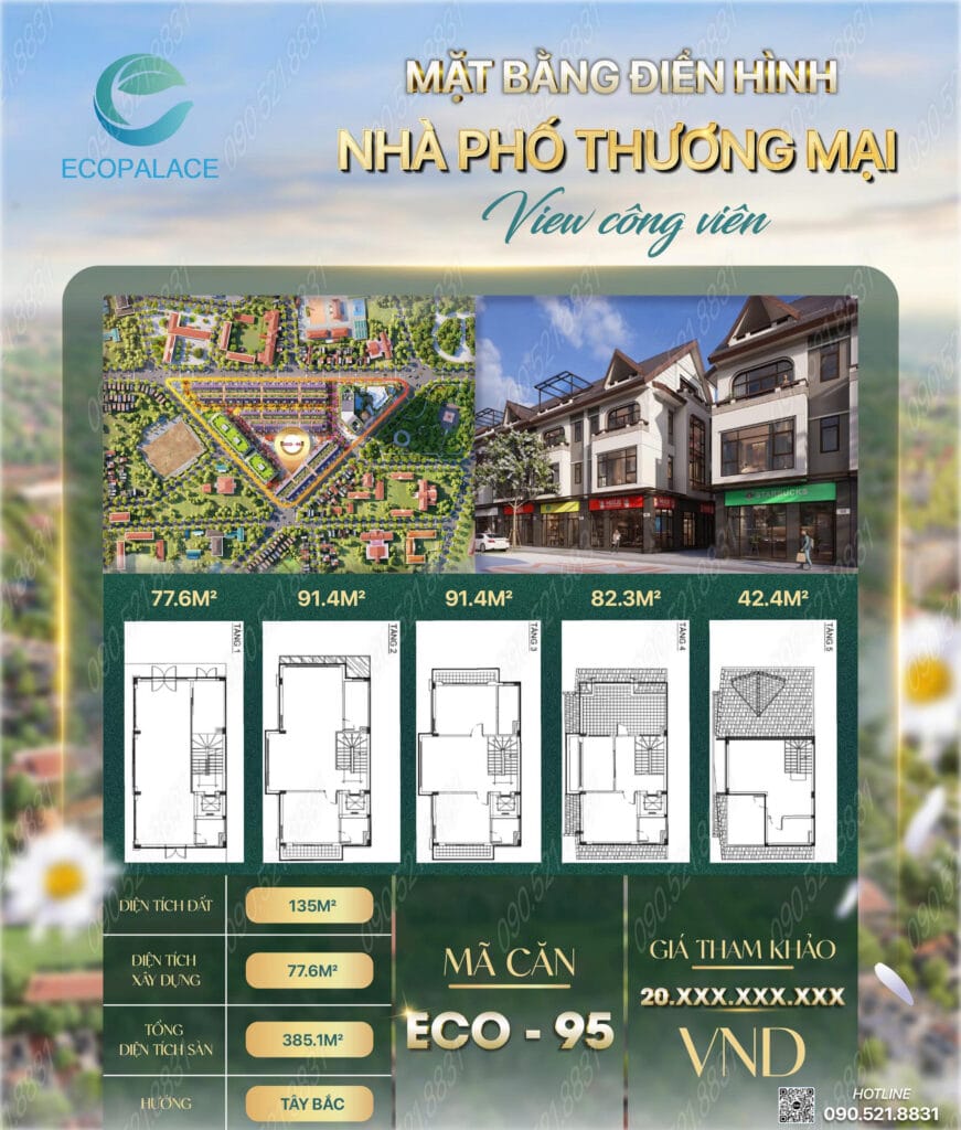 ECO-95 Nhà phố trực diện công viên nội khu Eco Palace